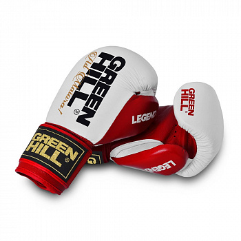 Перчатки боксерские  "GREEN HILL LEGEND" арт. BGL-2246-10-RD, 10 oz, нат. кожа, красно-белые