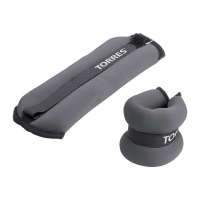 Утяжелители универсальные"TORRES 1 кг" арт.PL110181, эрг. форма, неопрен, металл. песок, серо-черный