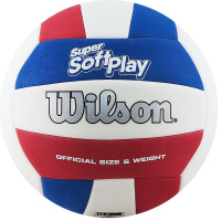 Мяч волейбольный  "Wilson Super Soft Play" арт. WTH90219XB, р.5, 18 пан, синт.кожа TPE, маш.сш, бел-син-красн