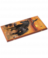 Нарды большие с цветным рисунком, деревянные шашки