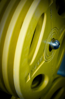 Диск олимпийский обрезиненный Alex P-RO-15K-DSA, желтый, 4 отверстия, 15 кг