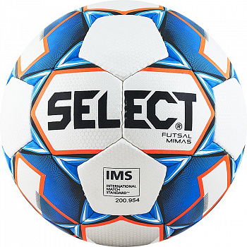 Мяч футзальный  "SELECT Futsal Mimas" арт. 852608-003, р.4, IMS, 32 пан, гл.ПУ, руч.сш, бел-гол-оранж