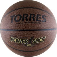 Мяч баскетбольный  "TORRES Power Shot" арт.B10087, р.7, ПУ, нейлон.корд,бут.кам, тем.оранж-золот-черн