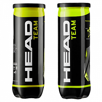 Мяч теннисный HEAD Team 3B,арт.575703, уп.3 шт,одобр.ITF,фетр,нат.резина,желтый