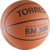 Мяч баскетбольный  "TORRES BM300" арт.B00016, р.6, резина, нейлон. корд, бут. камера, темнооранж-черн