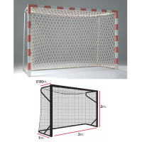 Сетка гандбольная / футбольная  "EL LEON DE ORO"арт.11444015000,a:3.0 b:2.0 c:0.8 d:1.0м,4мм ПП бел