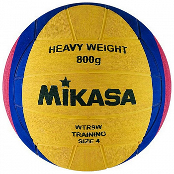 Мяч для водного поло "MIKASA WTR9W" р.4, жен, резина, вес 800 г, дл.окр. 65-67см,желто-сине-роз