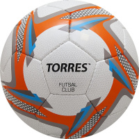 Мяч футзальный  "TORRES Futsal Club" арт.F31884, р.4, 32 п.. PU, 4 подкл.сл, руч.сш,бел-оранж-сер