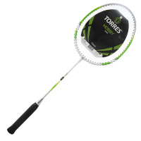 Ракетка бадминтона  TORRES Hobby1,арт.BD-504, для начинающ.,стал. стерж и обод, со струнами, зел-бел-чер