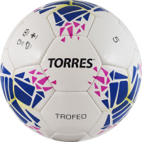 Мяч футбольный "TORRES Trofeo" арт.F32025, р.5, 32 панели. PU, руч. сшивка,  белый