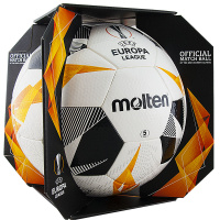 Мяч футбольный  "MOLTEN F5U5003-G19" р.5, FIFA Quality Pro, UEFA Europa League,ПУ, термосш, бел-ор-чер