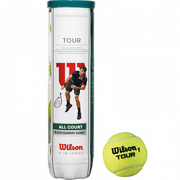 Мяч теннисный WILSON All Court 4B, арт. WRT115700, одобр.ITF, фетр, нат.резина,. уп.4 шт