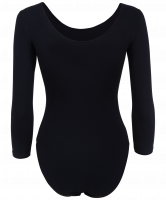 Купальник гимнастический AA-1411, рукав 3/4, хлопок, черный (28-34)