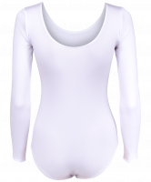 Купальник гимнастический с длинным рукавом, полиамид, белый, р. 28-34
