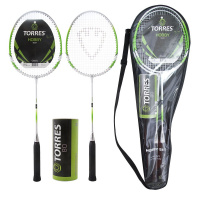 Набор для бадминтона  TORRES Hobby,арт.BD-506, для начинающ.,стал. стерж и обод, со струнами, зел-бел-чер