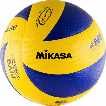 Мяч волейбольный  "MIKASA MVA300", р.5,  синт.кожа (микрофиб),FIVB Appr, 8 пан, клееный, бут.кам, сине-желт